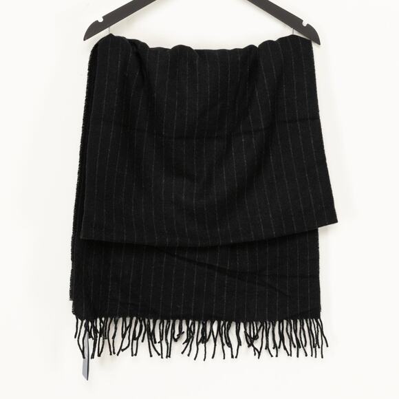 Polo Ralph Lauren Men Chalk Stripe Scarf Black One Size - Picture 2 of 4